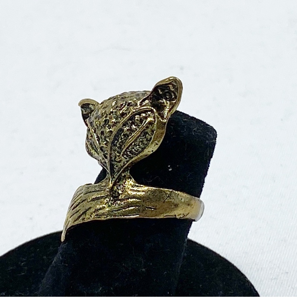 Vintage Bronze Fox Ring Tail Wrap Around Statement Ring 5.5 - Picture 2 of 3